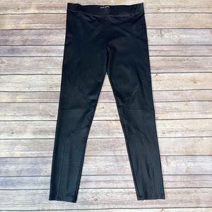 DAVID LERNER Seamed Ankle Zip Coated Moto Leggings Black L
